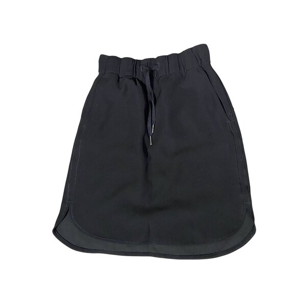 Lululemon Black Elastic Waist Drawstring Skirt Size 2 Lightweight Casual Womens - Picture 1 of 8